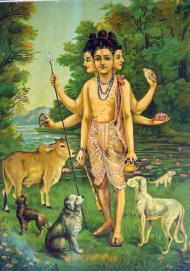 Raja Ravi Varma Dattatreya oil painting image
